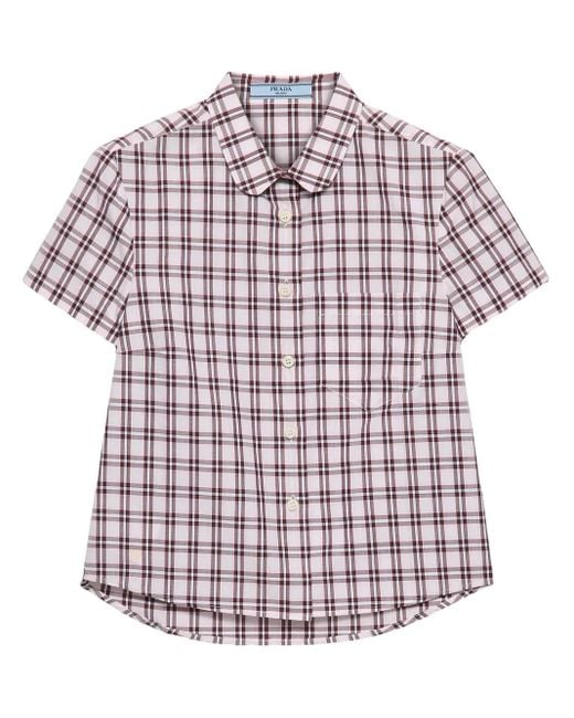 Camisa a cuadros de algodón Prada de color Purple