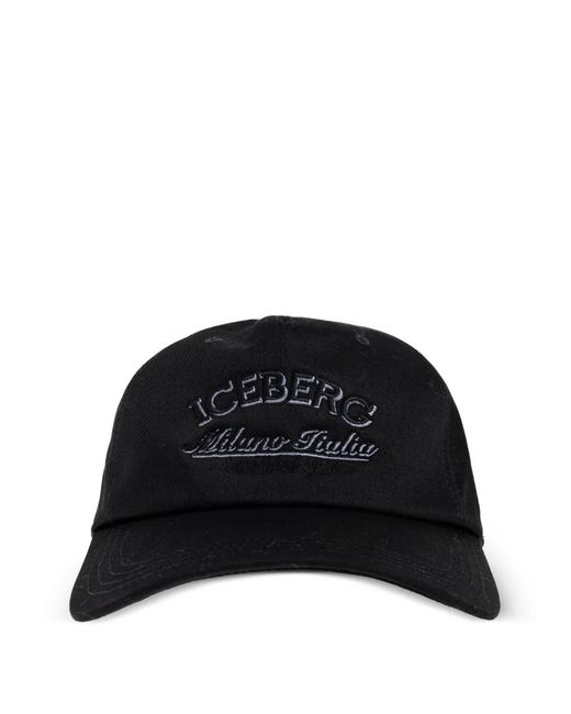 Iceberg Black Embroidered Baseball Cap for men