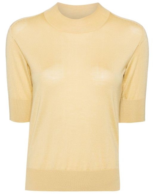 Jil Sander Natural Mock-Neck Knitted Top