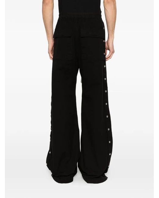 Rick Owens Black Drawstring Wide-Leg Trousers for men