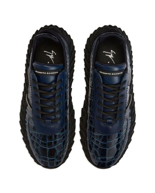 Giuseppe Zanotti Urchin Sneakers Met Krokodillen-reliëf in het Blue voor heren