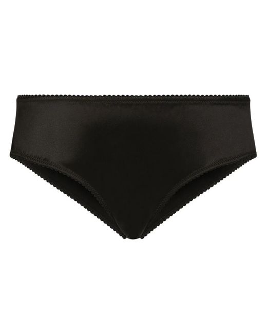 Dolce & Gabbana Black Mid-Rise Satin Briefs