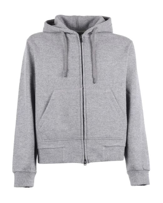 Circolo 1901 Gray Wool Zip-Up Hoodie for men