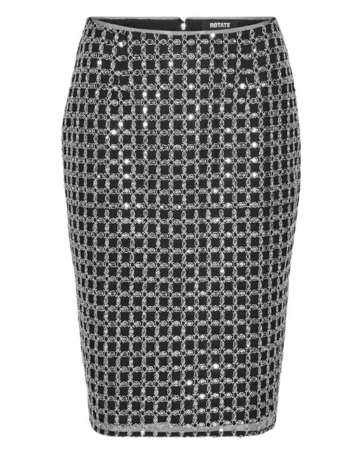 ROTATE BIRGER CHRISTENSEN Gray Beaded-Embellishment Midi Skirt