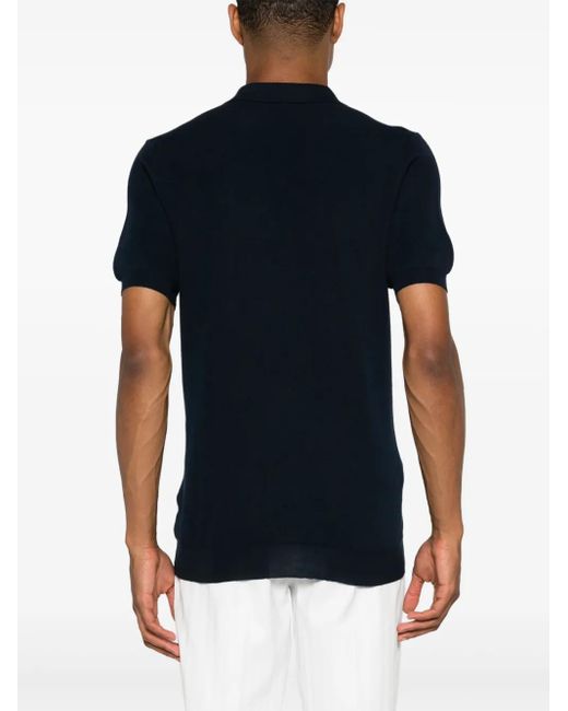 Kiton Black Fine-Knit Cotton Polo Shirt for men