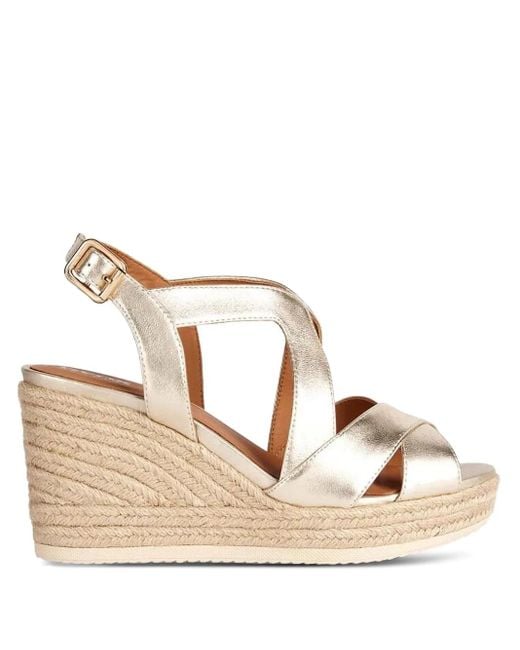Geox Natural Leather Wedge Espadrilles