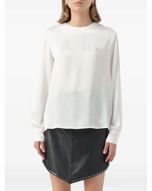 Gaelle Paris White Chemise En Satin À Détail De Broche