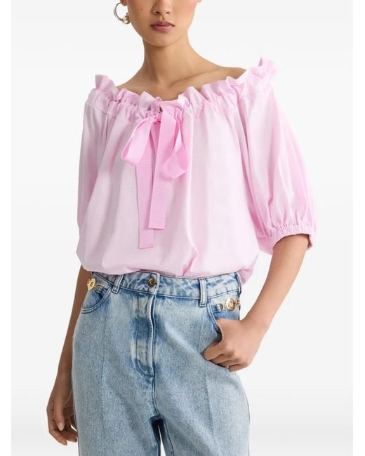 Patou Pink Ruffled Tie-Fastening Top