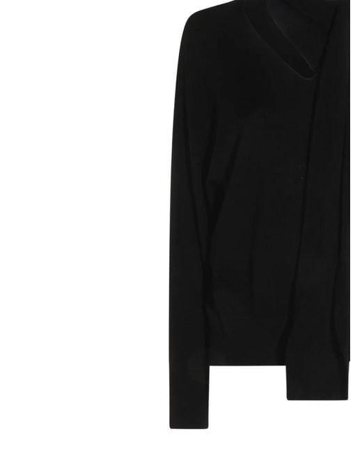 Zanone Black Neck-Tie Sweater