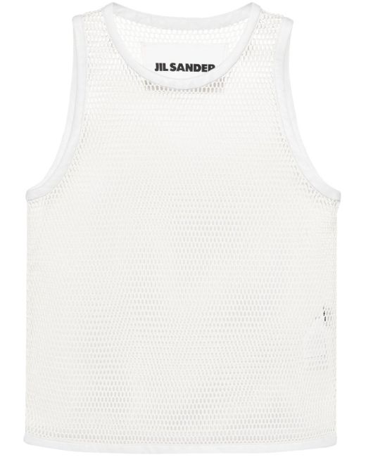 Jil Sander White Open-Knit Tank Top for men