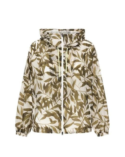 Herno Natural Foliage-Print Drawstring Jacket