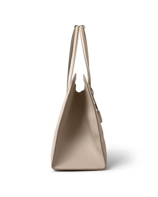 Stella McCartney Natural Padlock-Detail Curved-Edge Tote Bag