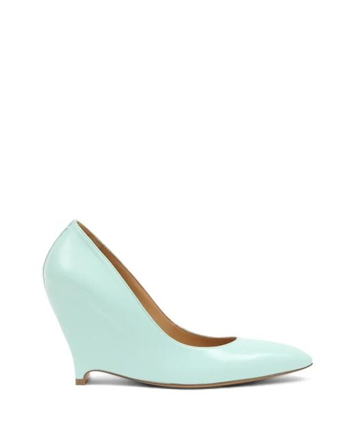 Maison Margiela Green Pointed-Toe Leather Pumps