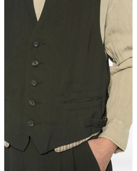 Ziggy Chen Black Patterned-Back Waistcoat for men