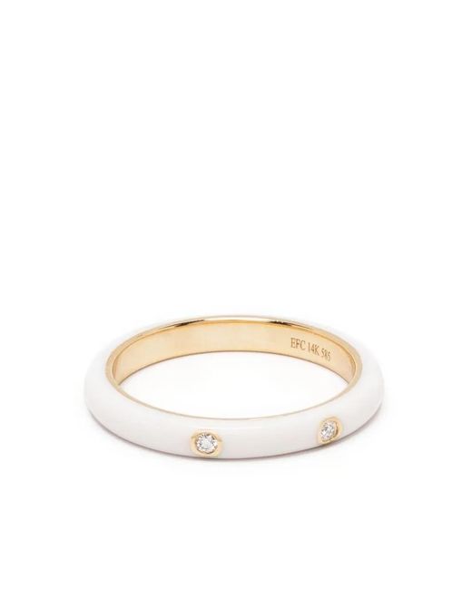 EF Collection White 14Kt Diamond And Enamel Ring