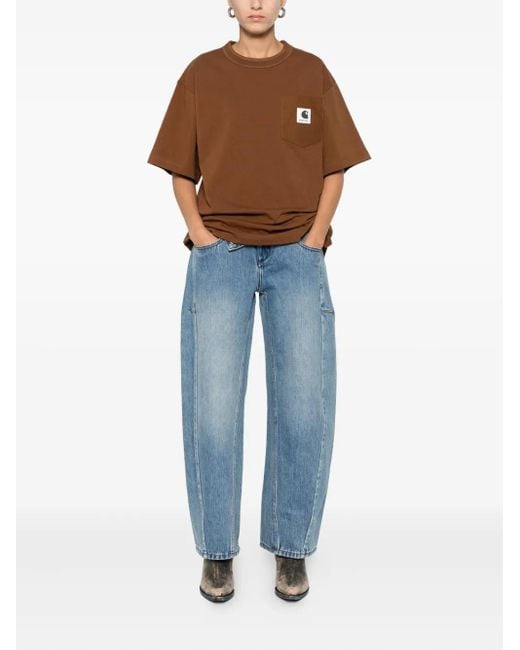 Sacai Brown Logo-Patch T-Shirt