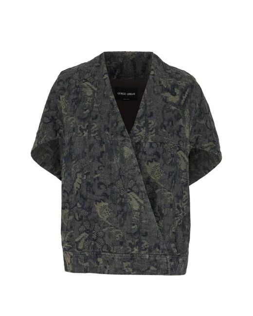 Giorgio Armani Black Embroidered Cotton Jacket