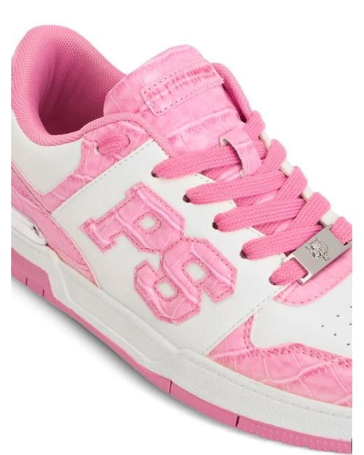 Philipp Plein Pink Cocco Low-Top Sneakers
