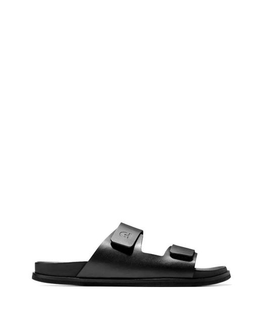 Cole Haan Black Logo-Embossed Touch-Strap Sandals for men