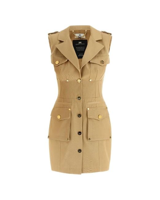 Elisabetta Franchi Metallic Single-Breasted Button Mini Dress