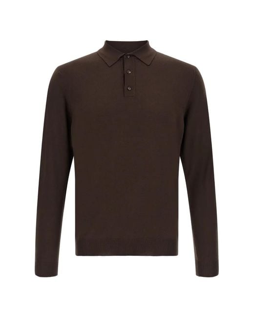 Zanone Brown Long-Sleeve Polo Shirt for men