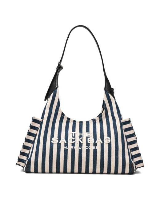 Marc Jacobs White The Belted Canvas Striped Tote Bag