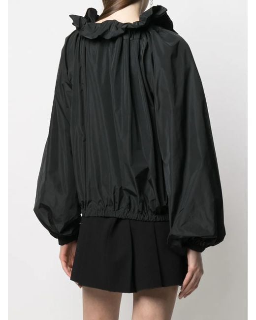 Patou Black Regular Fit Balloon Sleeve Top