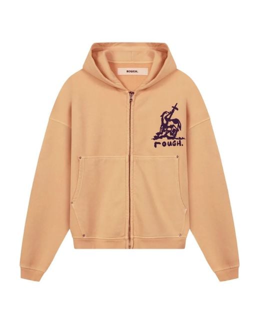 Sudadera con capucha y estampado gráfico ROUGH de color Natural