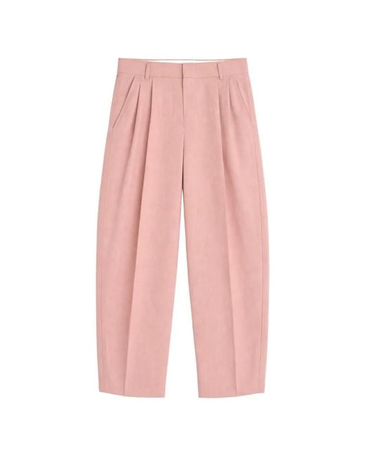 A PAPER KID Pink Pleated Tapered Trousers