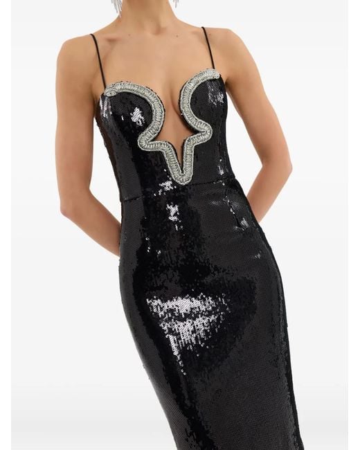 Rebecca Vallance Black Lyra Sequin Embellished Maxi Dress