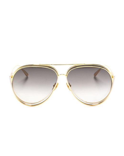 Linda Farrow Metallic Francisco Pilot-frame Sunglasses for men