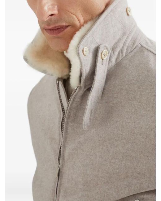 Brunello Cucinelli Gray Cashmere Bomber Jacket for men
