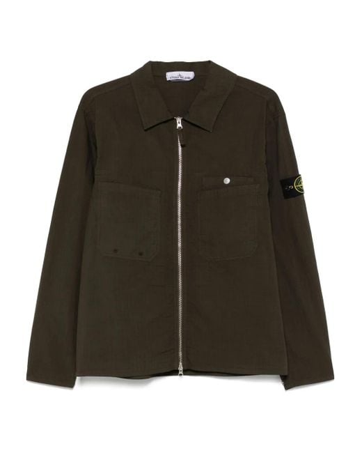 Stone Island Green Compass-Badge Overshirt for men