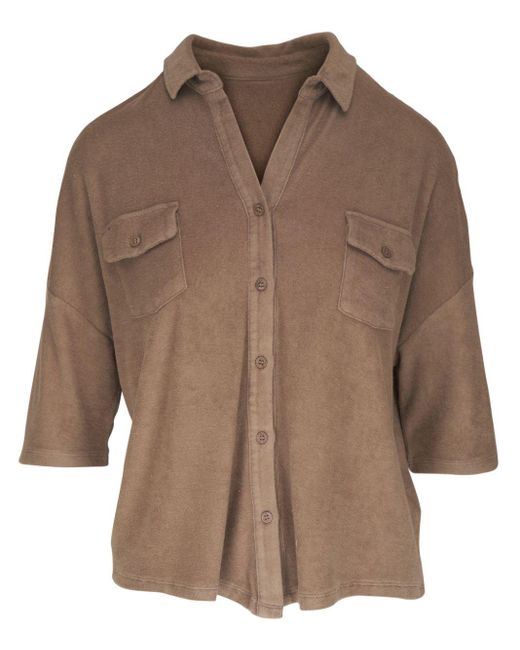 Majestic Filatures Brown Faded-effect Drop-shoulder Shirt