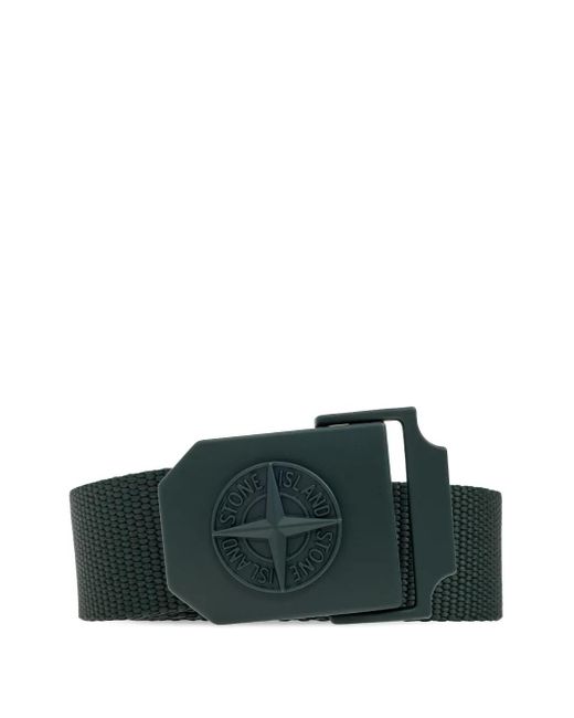メンズ Stone Island コンパスロゴ バックル ベルト Green