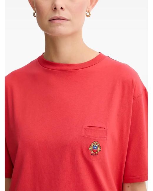 Bally Red Pocket-Embellishment T-Shirt