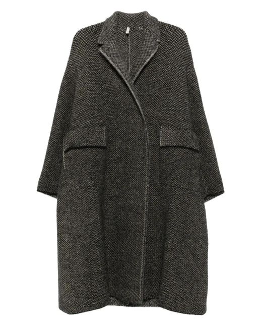 Boboutic Gray Patch-Pocket Herringbone Coat