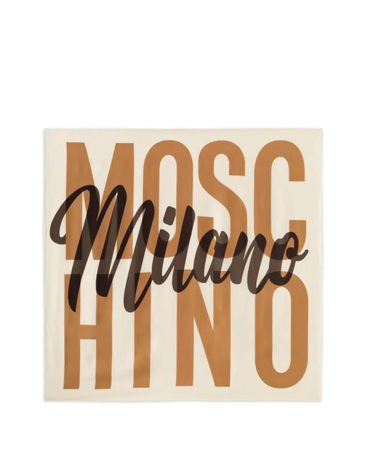 Moschino Natural Logo-Print Silk Scarf