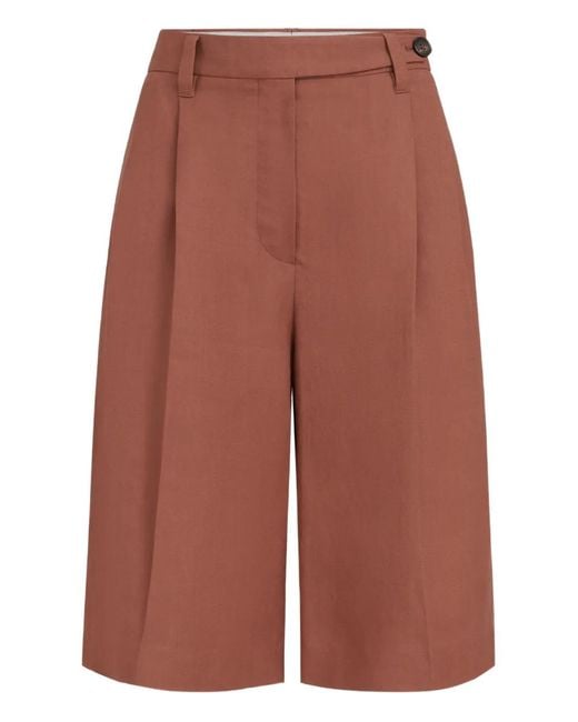 Brunello Cucinelli Red Monili-Detail Concealed-Fastening Shorts