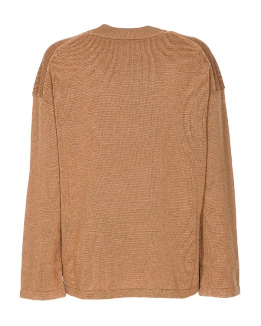 Max Mara Brown Crewneck Side-Split Sweater
