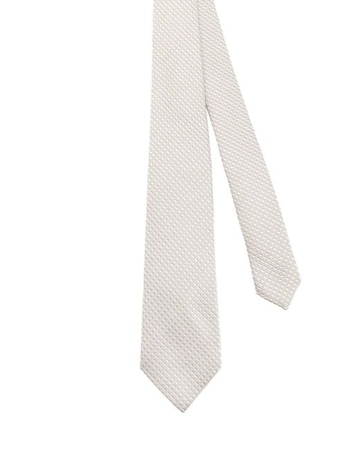Kiton White Textured Silk Tie for men