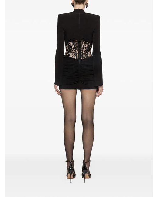 Nissa Black Lace-Panel Mini Dress