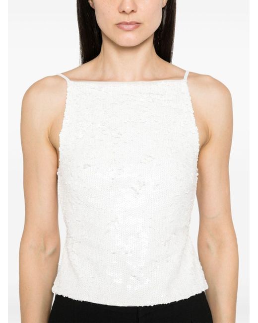 P.A.R.O.S.H. Sequin-embellished Open-back Top White