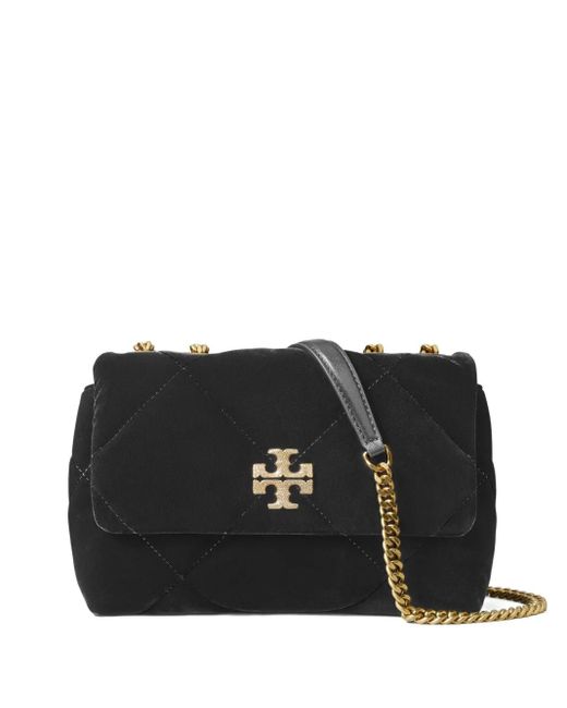 Bolso de hombro Kira pequeño de terciopelo con acolchado de rombos Tory Burch de color Black