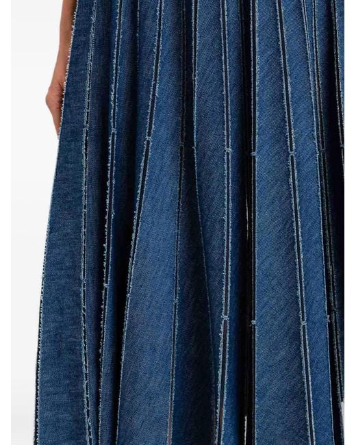 Twinset Blue Pleated Denim Skirt