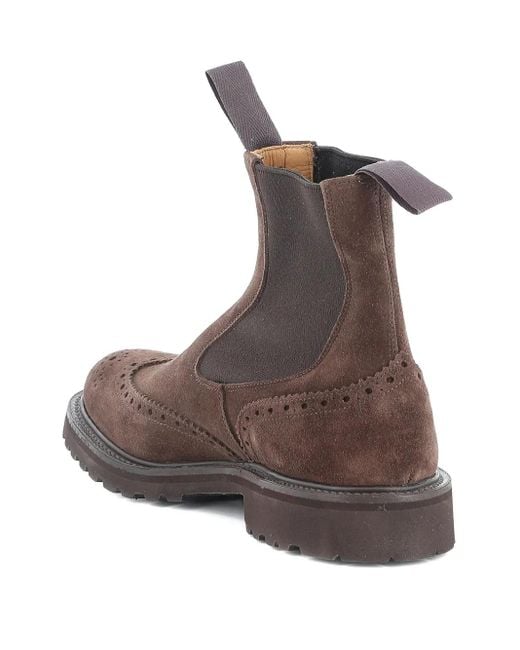 Tricker's Brown Henry Brogue-Detail Chelsea Boots for men