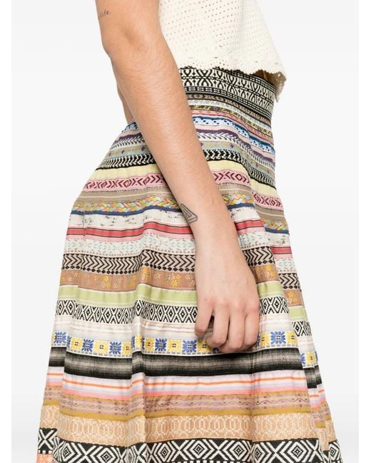Lena Hoschek Natural Ribbon-Detail A-Line Midi Skirt