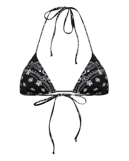 Mc2 Saint Barth Black Leah Bandana-print Bikini Top