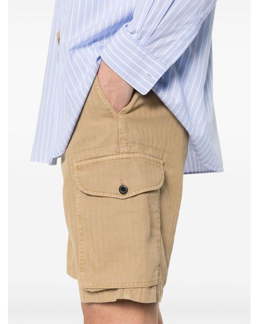 Incotex Natural Herringbone Cargo Shorts for men