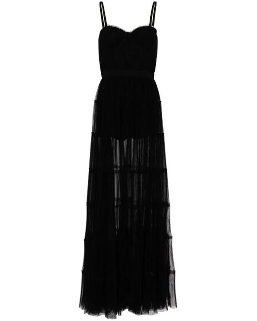 Alice + Olivia Black Deena Pleated Maxi Dress